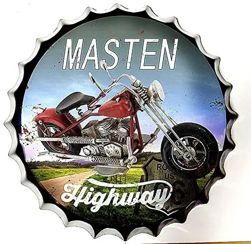 

Retro Sign Motorcycle Travel Bottle Caps Retro Metal Tin Sign Diameter Car Home Decor Bar Plaque Lounge Man Cave Garage