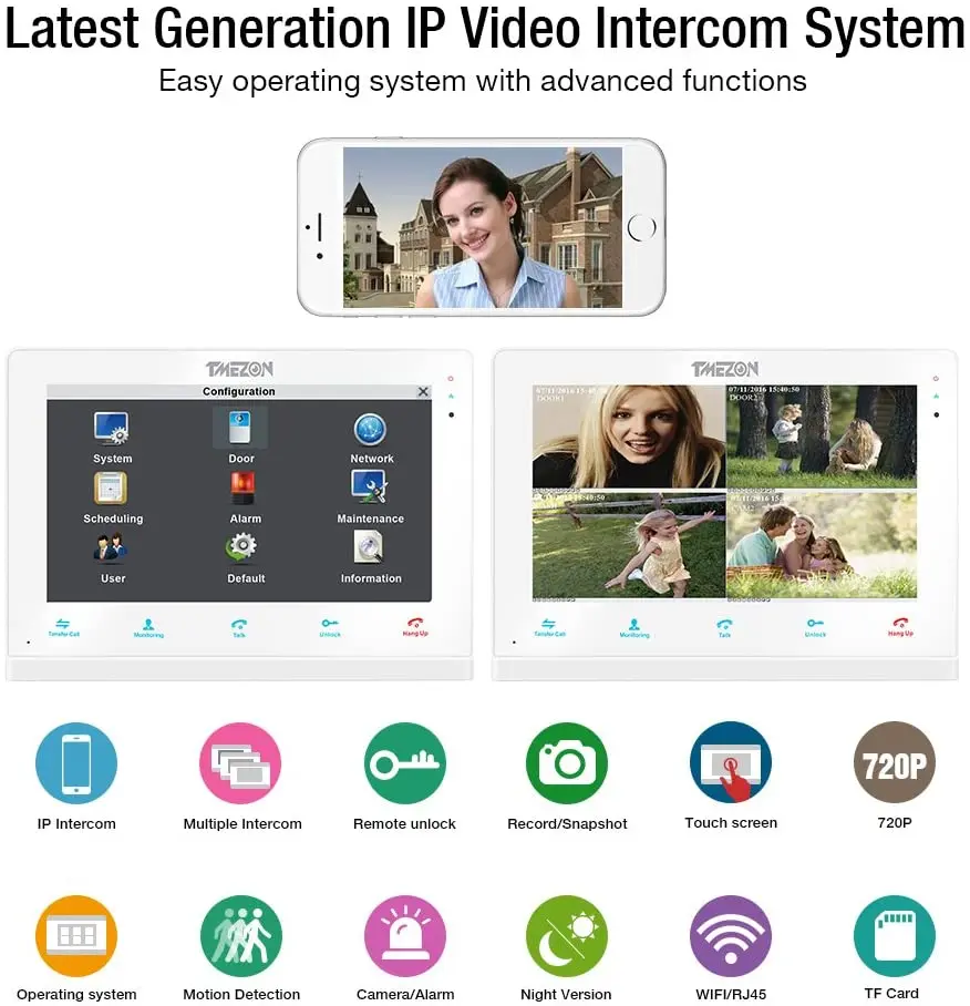 30% для б/у TMEZON Беспроводной видео-телефон двери дверной звонок Домофон Системы 10