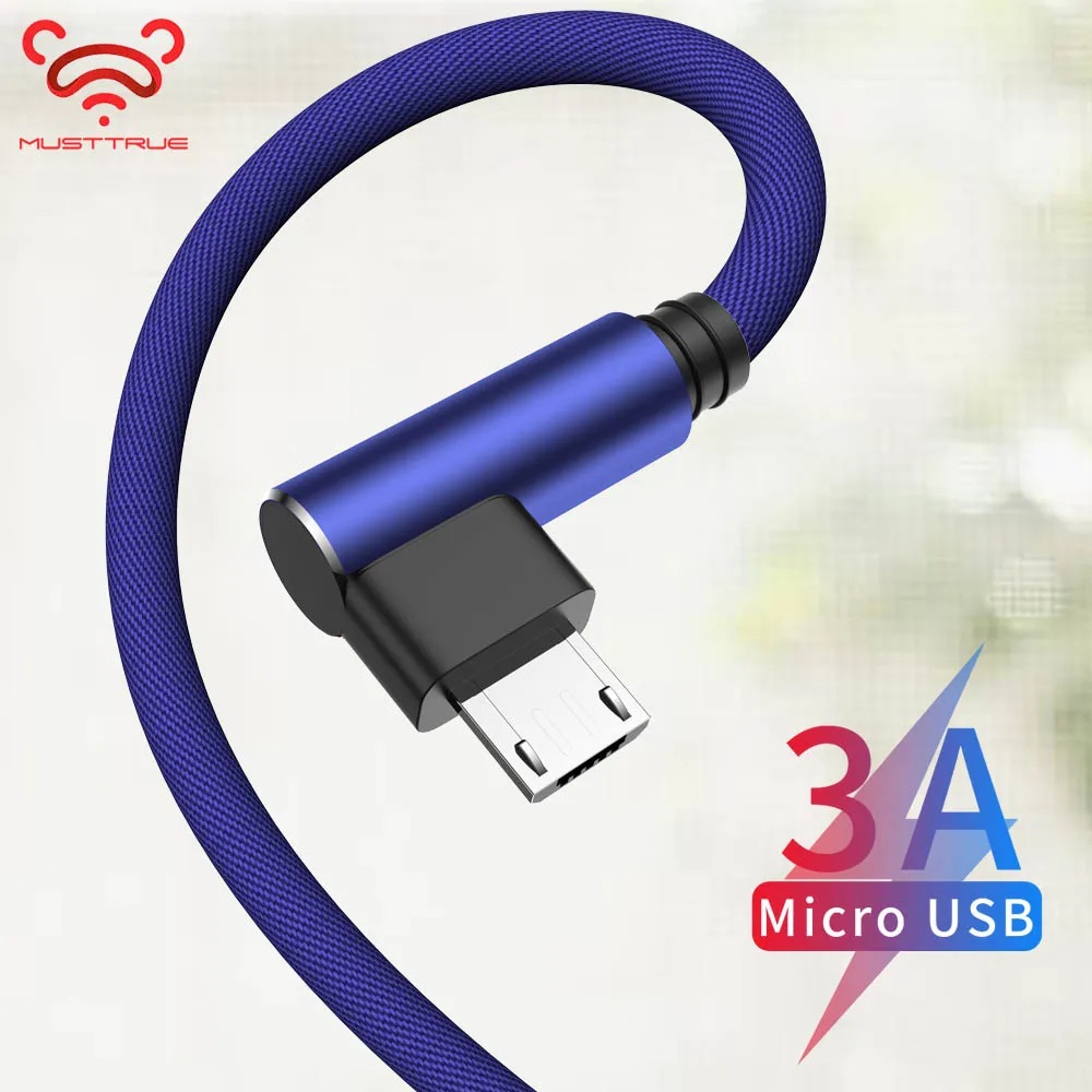 Micro USB кабель 3A быстрое зарядное устройство для передачи данных 90 градусов ЗУ