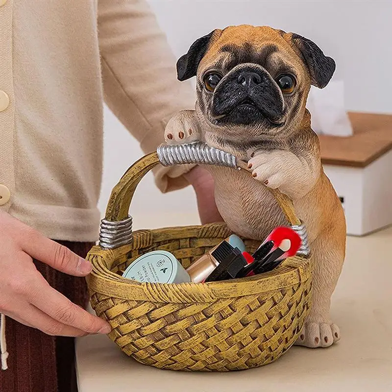 

Storage Basket Resin Dog Statue Animal Design Storage Basket for Wedding Party Home Decor