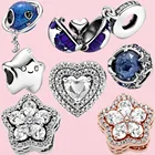 Горячая Распродажа 2020, зимние подвески-снежинки со сверкающими сердечками и звездами, подходят для оригинального браслета Pandora, ювелирные изделия