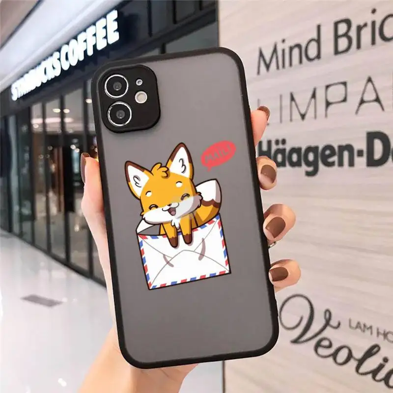 

Anime funny foxs lovely cute Phone Cases Matte Transparent for iPhone 7 8 11 12 s mini pro X XS XR MAX Plus cover funda