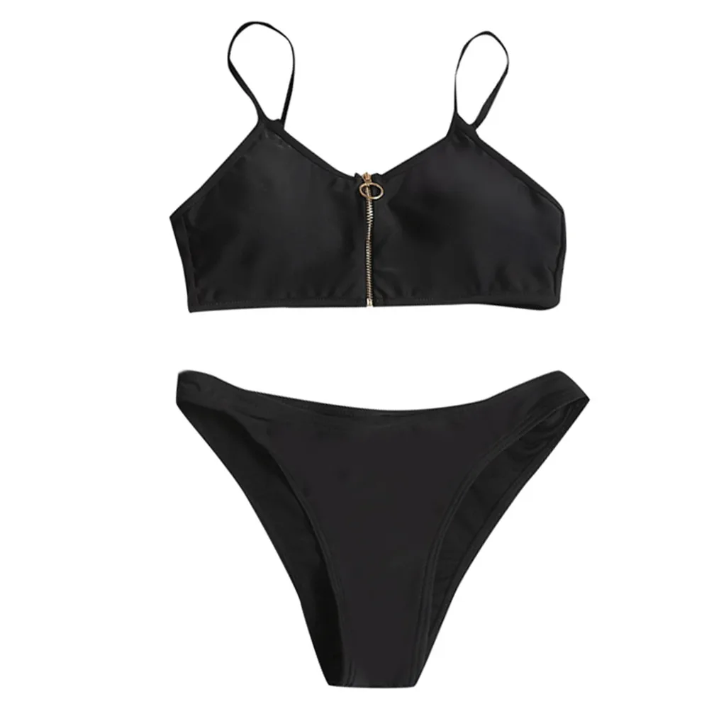 Сексуальное Кружевное бикини на молнии со средней талией и пуговицами комплект