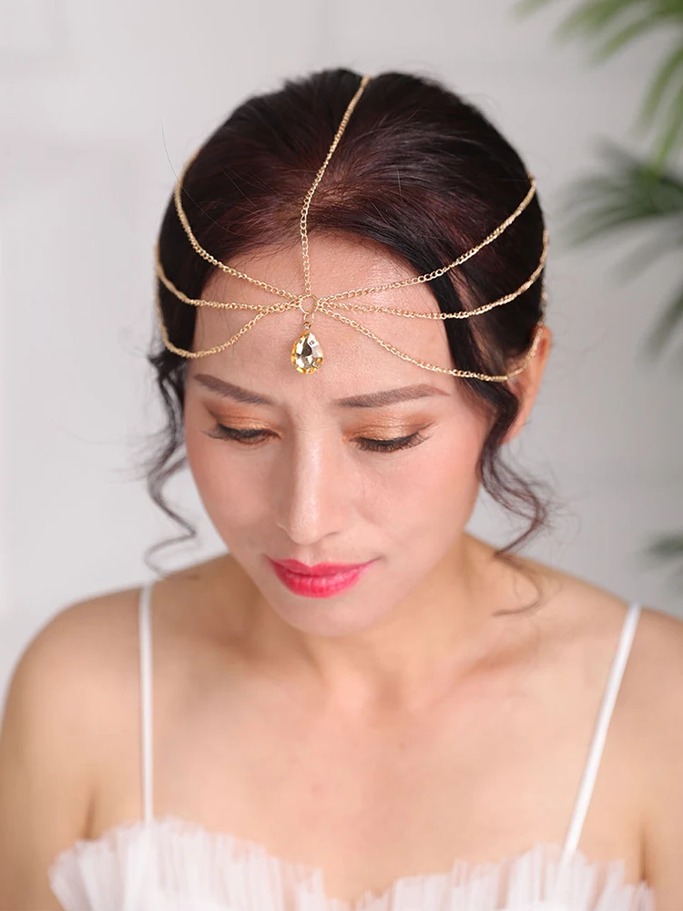 Винтажные Свадебные аксессуары серебряная и золотая цепочка на голову богемные