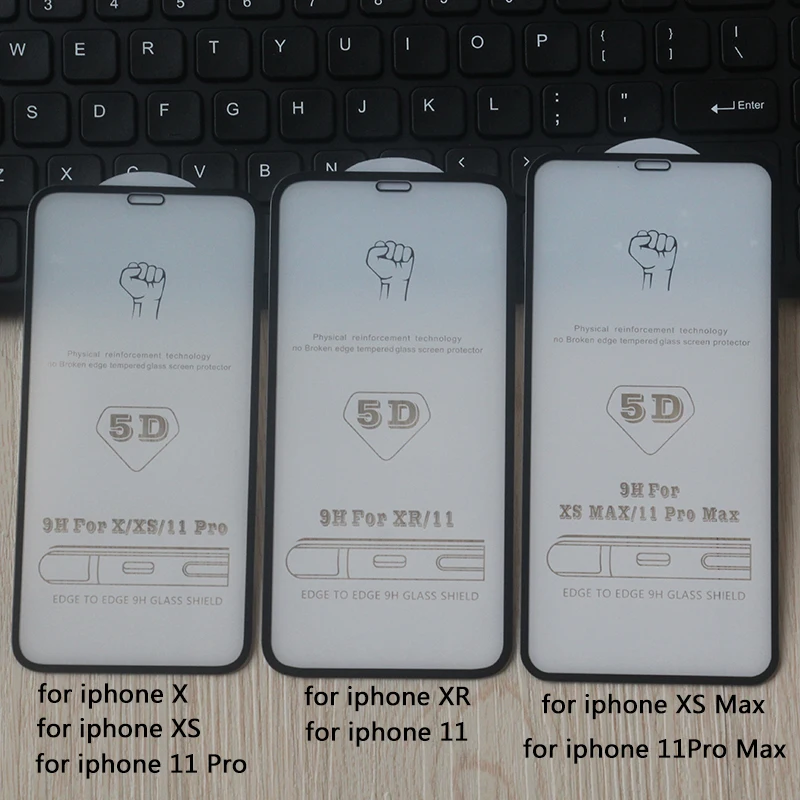 Защитное стекло 5D для iPhone 11 Pro Max X XS XR | Мобильные телефоны и аксессуары