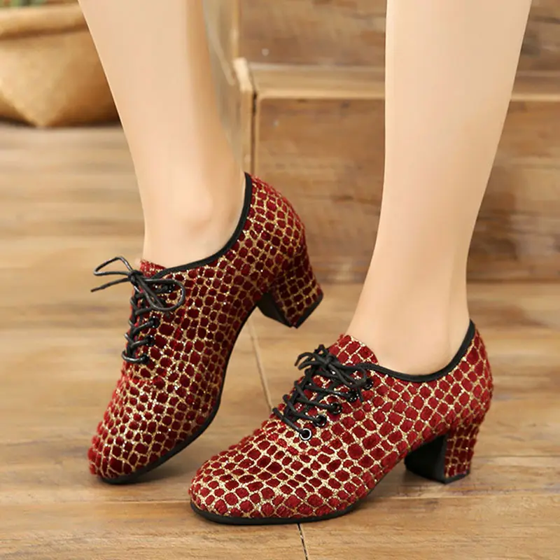 Women Latin Jazz Dance Shoes Ballroom Female Salsa Tango Shoes Red Black Woman Practice Dancing Shoes Dance Sneakers Size 34-40