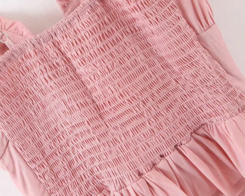 Модная женская майка Bazaleas с оборками милый розовый укороченный женский топ на