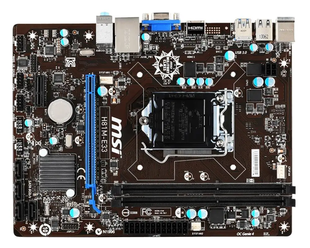 Новая материнская плата msi h81m-E33 lga1150 socket intel 2xddr3 ram SATAIII ssd USB 3 0 HDMI + VGA PCI-E X16 для