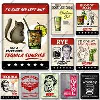 bloody mary tequila metal poster vintage rye wall art cocktail plaque beer pong tin sign man cave tiki bar club kitchen decor
