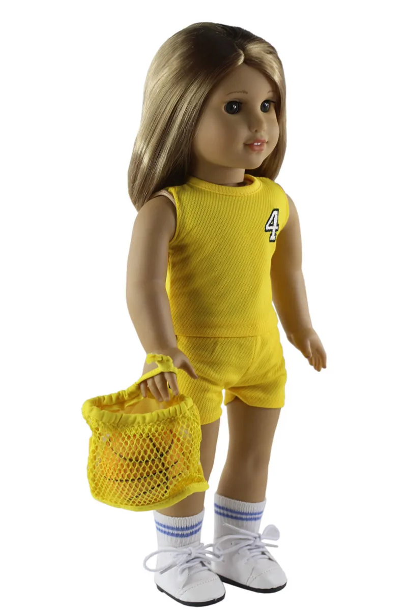 Новое Кукольное платье 6 шт. + 1 мяч пара обуви сумка носков для 18-дюймовой