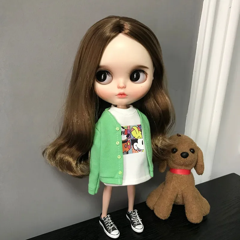 2 шт. Одежда для куклы blyth 1/6 футболка + куртка pullip одежда jean комплект одежды Барби