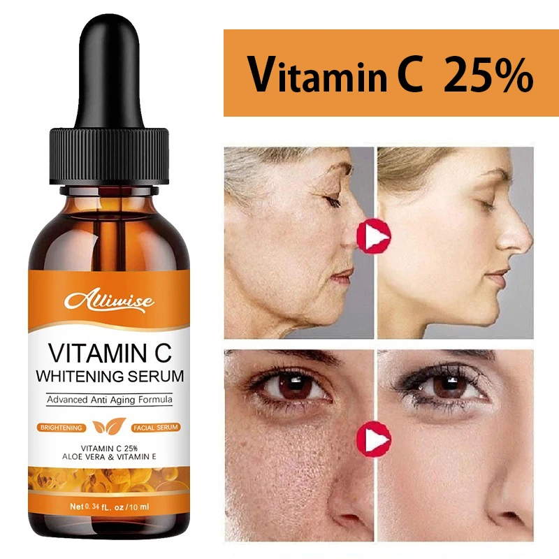 

Alliwise 25% Vitamin C Face Serum Essence Oil Whitening Brightening Moisturizing Improve Roughness Anti-aging Dark Spots Facial