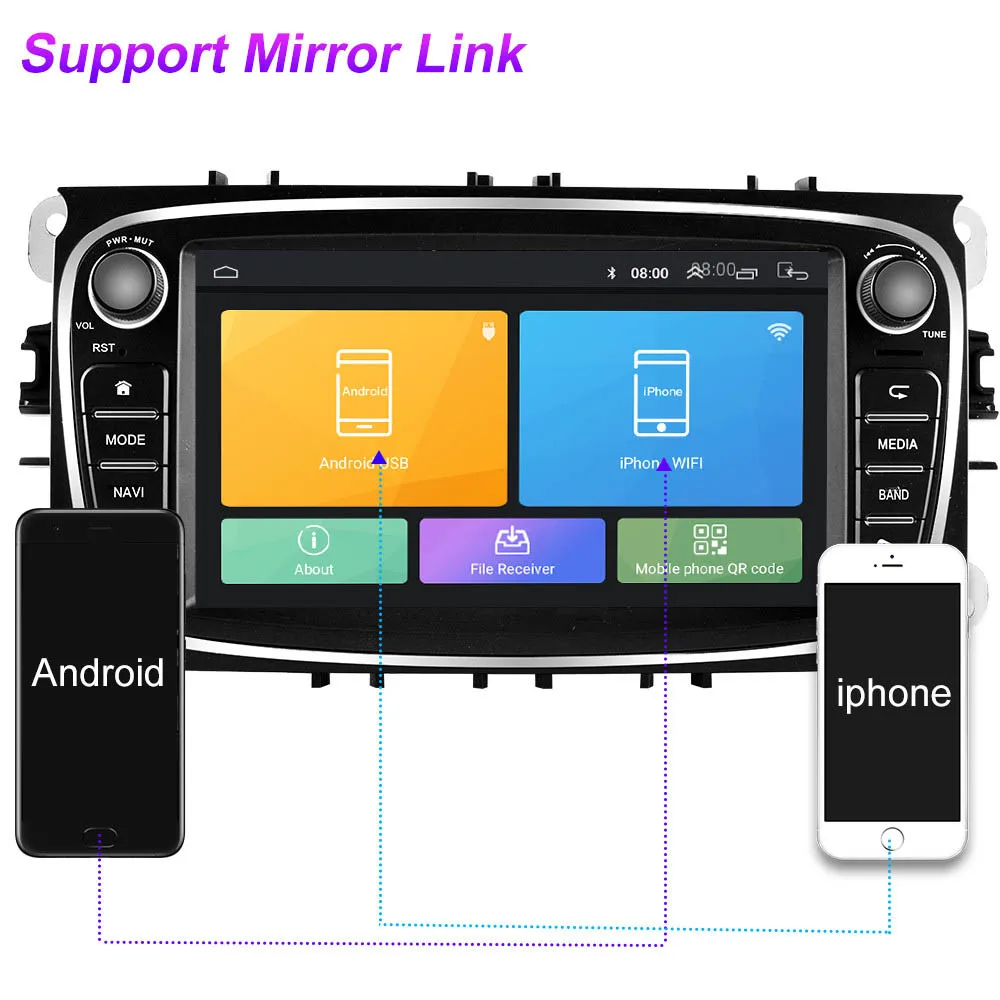 Автомобильный радиоприемник Android 9 0 2 Din GPS BT TF USB для Ford Transit из Fiesta Focus Kuga Mondeo MK2 mk3