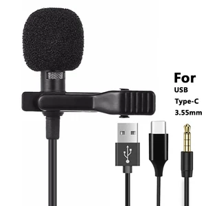 Portable 1.5m Lavalier Mini Microphone Condenser Clip-on Lapel Mic Wired USB 3.5mm Type-C Microfon F in Pakistan