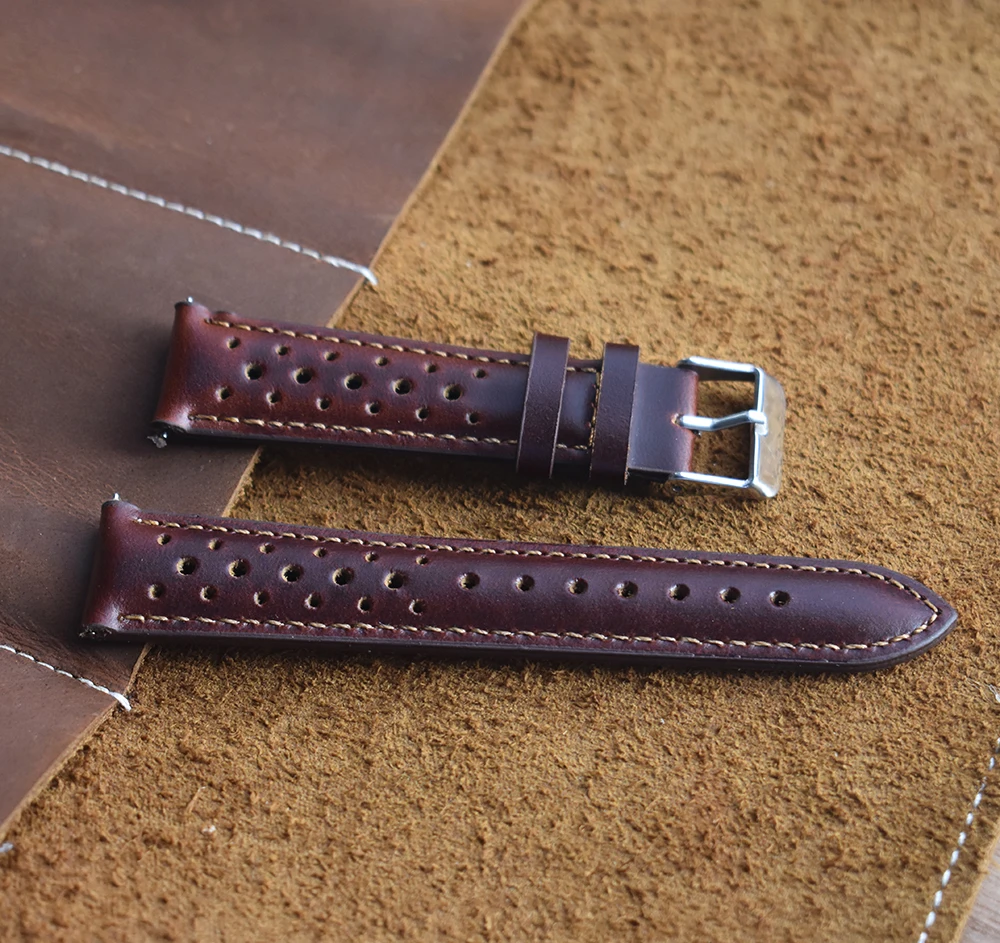 Onthelevel Leather Watch Strap 18mm 19mm  20mm 22mm Watch Band Bracelet Porous Watchbands Mens Wristwatches Band # D