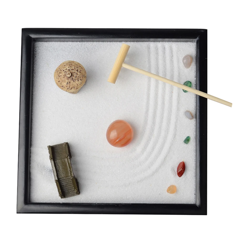 Мини сад Zen Настольная песочница для медитации и релаксации|Статуэтки миниатюры|