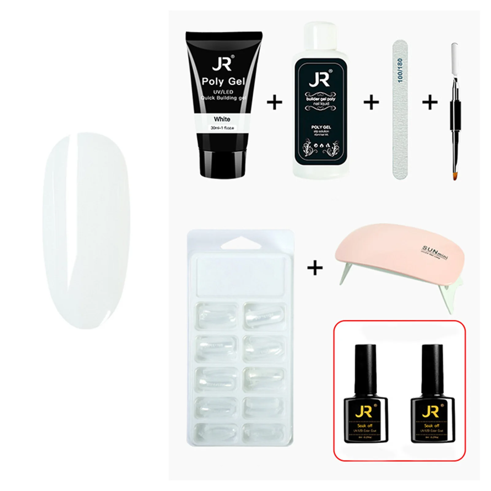

Nail Art Extension Glue Set Practical Nail Polish Kit Nail extension glue set solid UV gel 30nail free paper holder crystal