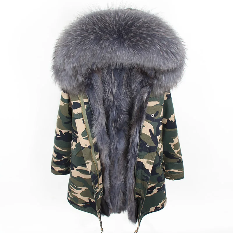 

Women's coats Natural 100%raccoon fur medium size ladies winter coat thick fur liner slim female jacket fur coat woman parkas