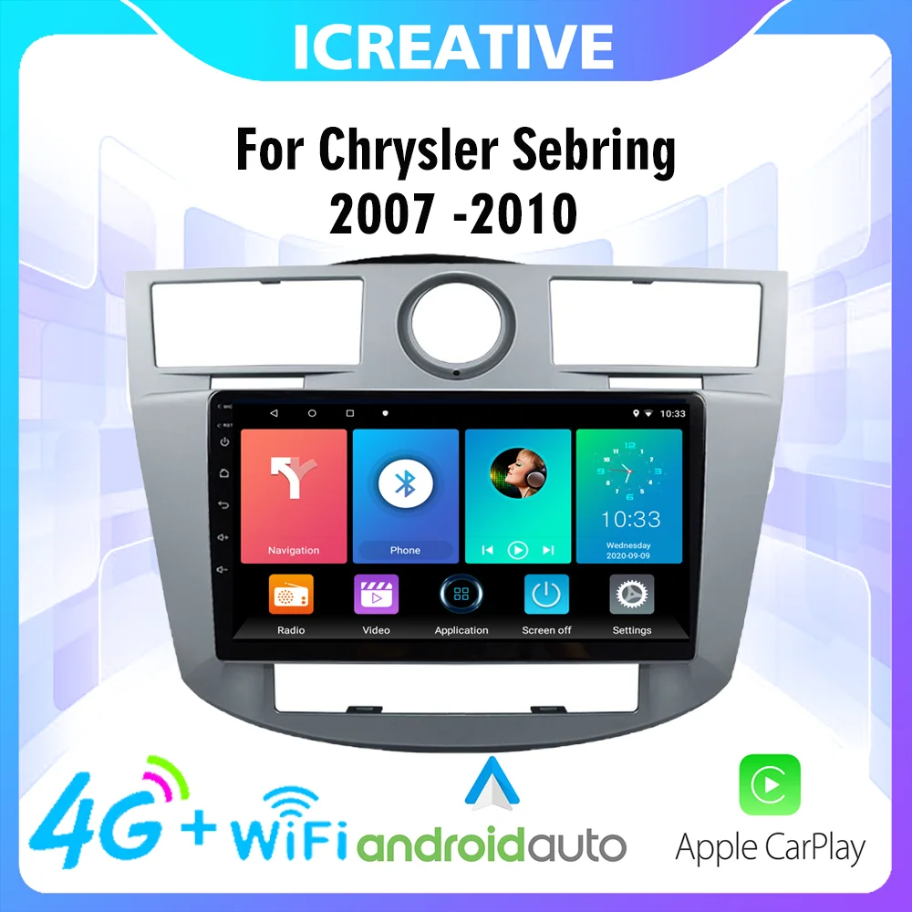

2 Din 9 Inch For Chrysler Sebring 2007 -2010 Android Car Multimedia Video Player Audio FM GPS Navigation Carplay 4G/WIFI BT