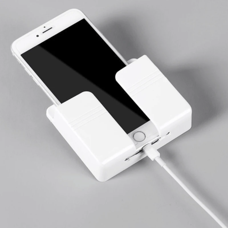 

Phone Holder Wall Mounted Storage Box Remote Control Organizer Mobile Phone Plug Universal Holder Charging Multifunction Stand