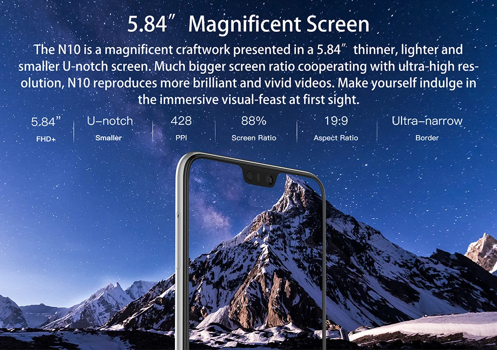 DOOGEE N10 мобильный телефон 19:9 дисплей 16 МП фронтальная камера Восьмиядерный Dual SIM 3 ГБ 32 ГБ 5,84 ''FHD+ 3360 мАч Android 8,1 4G LTE телефон