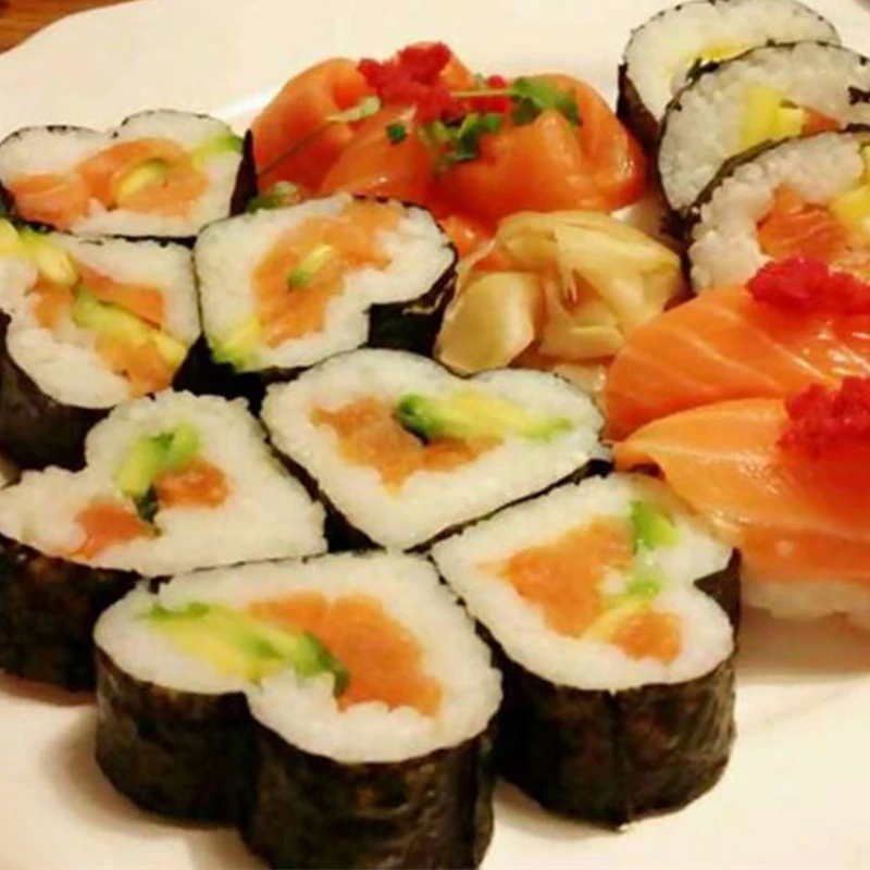 

Sushi Making Kit Heart-Shaped Sushi Maker for Beginner Sushi Tool Set Including Round Square Triangle Sushi Mold Fork Spatula DI