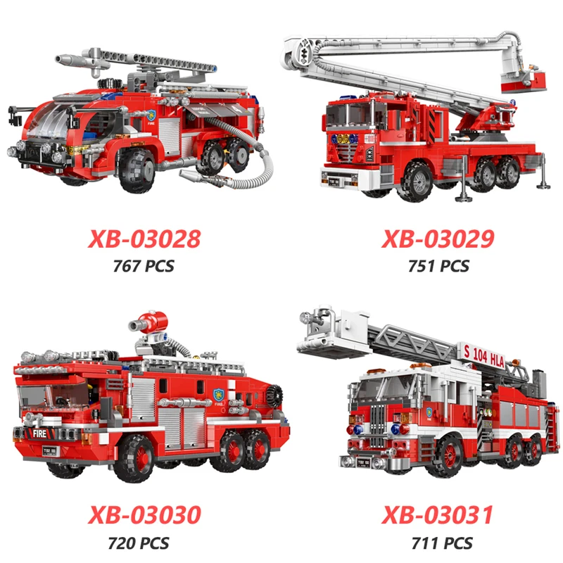 XINGBAO 03028/03029/03030/03031 город пожарная машина серии 4 стиля пожарная машина конструкторных блоков, Детские кубики Совместимость