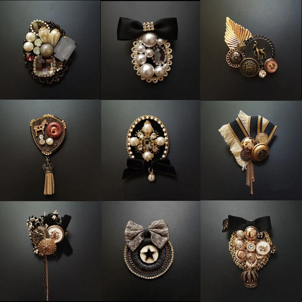 Винтажная брошь FFLACELL в стиле барокко с бахромой для двора из ткани вязания пальто