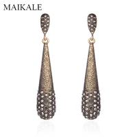 maikale vintage exaggerated alloy long drop earrings gold black color rhinestone big dangle earring party jewelry gifts