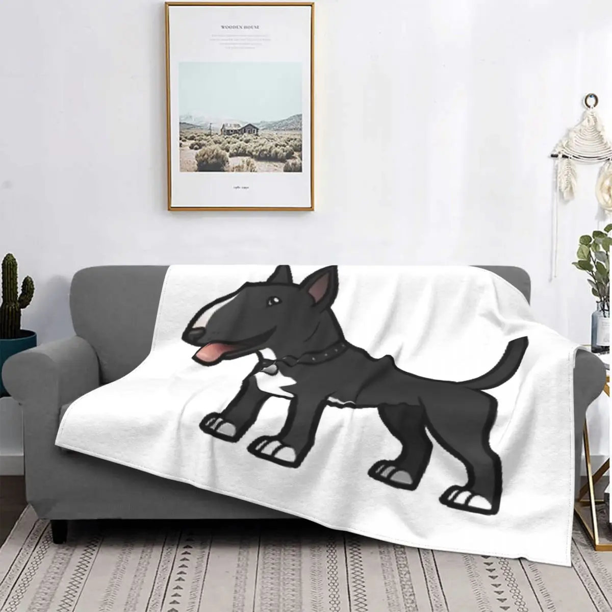 

Manta con diseño de perro Bull Terrier Inglés, colcha a cuadros para cama, sofá, cama, muselina, manta de lana a cuadros, colcha
