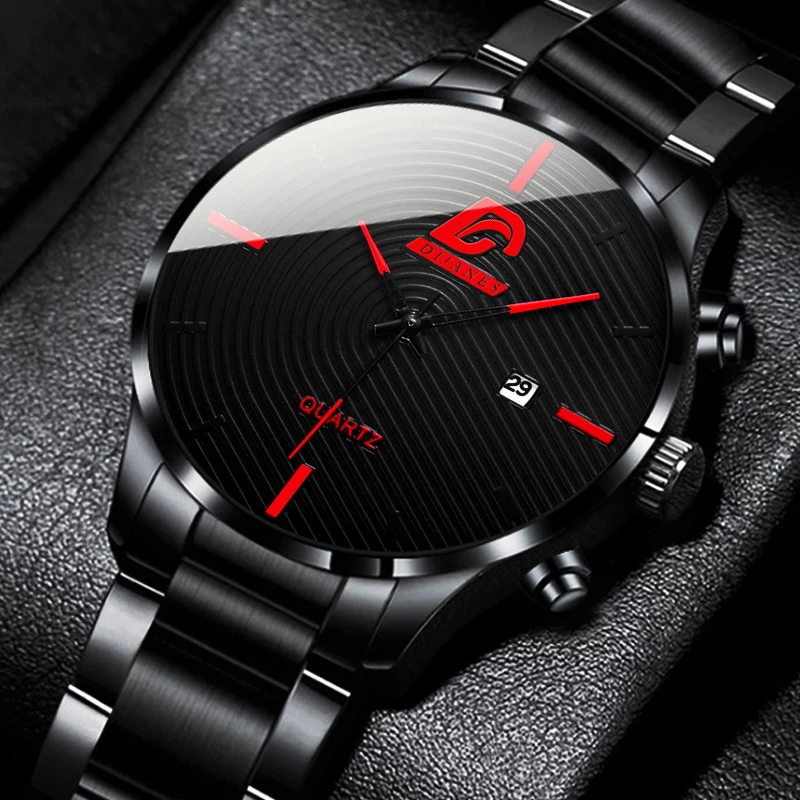 

2021 Fashion Mens Stainless Steel Watches Luxury Men Business Casual Analog Quartz Wristatch Male Calendar Watch Montre Homme