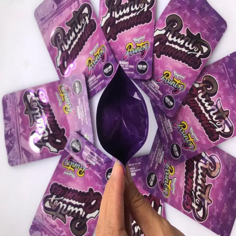 

Runtz Gummies Mylar Bag Purple Mylar Bags Medicated Edibles Smell Proof Bags Cereal Milk wFPKg