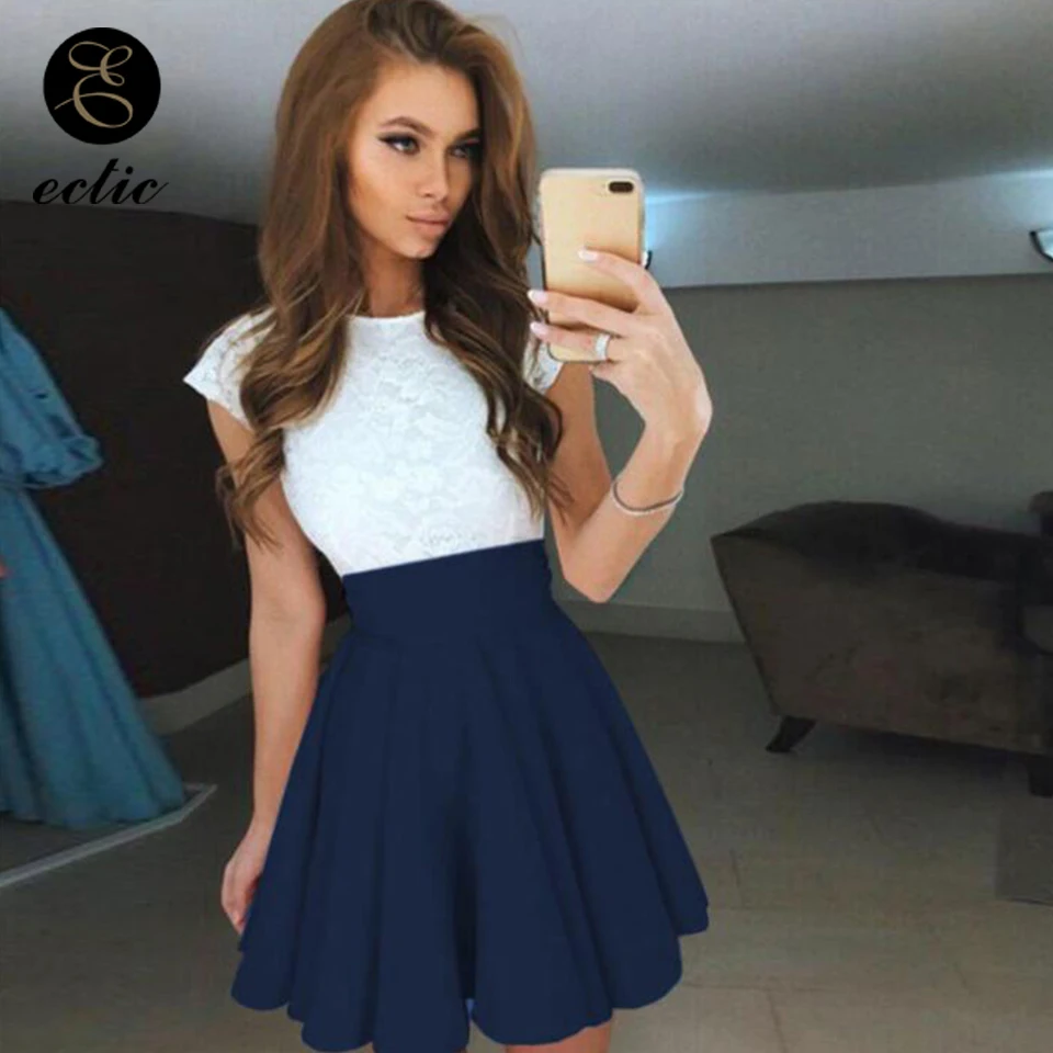 Кружевное платье с цветочной вышивкой коротким и широким подолом для женщин Sukienka