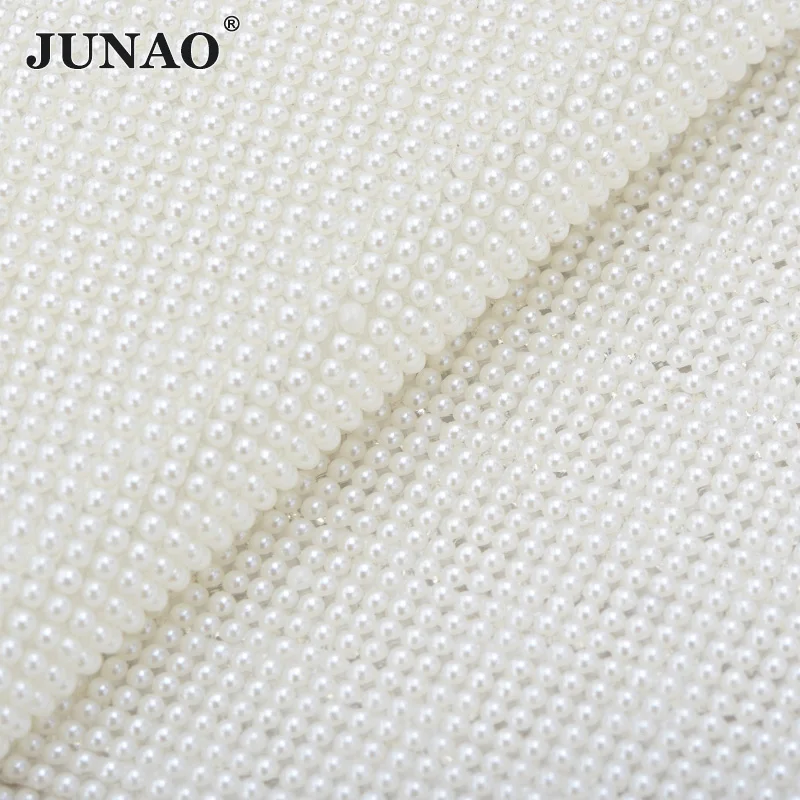 3mm Pearl JUNAO 24*40 см, самоклеющиеся белый жемчуг, горный хрусталь, сетка, отделка кристаллами, ткань, жемчужная аппликация со стразами, лента для одежды, ювелирных изделий - Цвет: 3mm Pearl