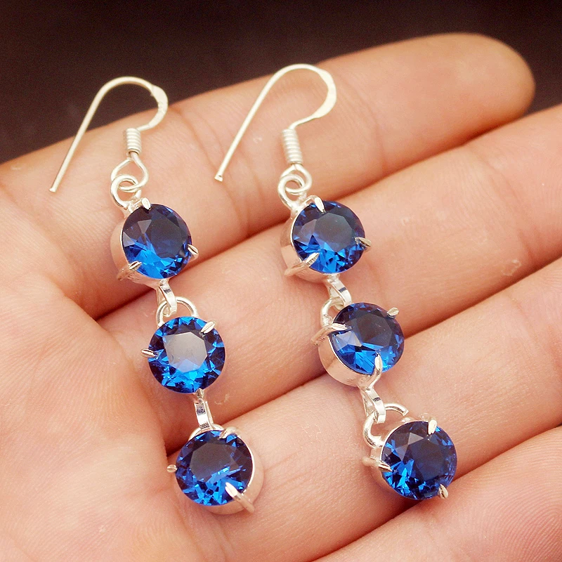 Фото Женские серьги Hermosa, особый дизайн, Ocean BlueTopaz, 2, 1/4 дюйма, A818 №3
