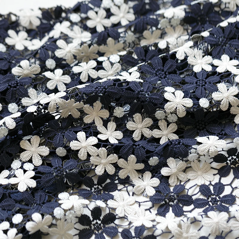 Высококачественная Водорастворимая кружевная ткань ажурная цветная с вышивкой