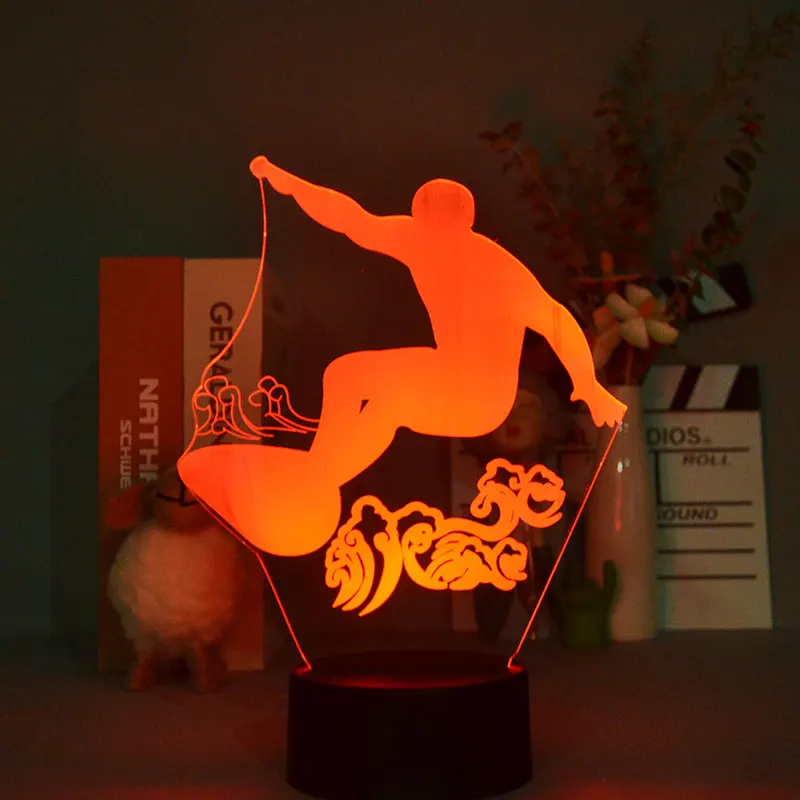

3D Sports Surfing Nightlight Atmosphere Table Lamp Kids Bedroom Decoration Colorful APP Control Night Light For Children Gift