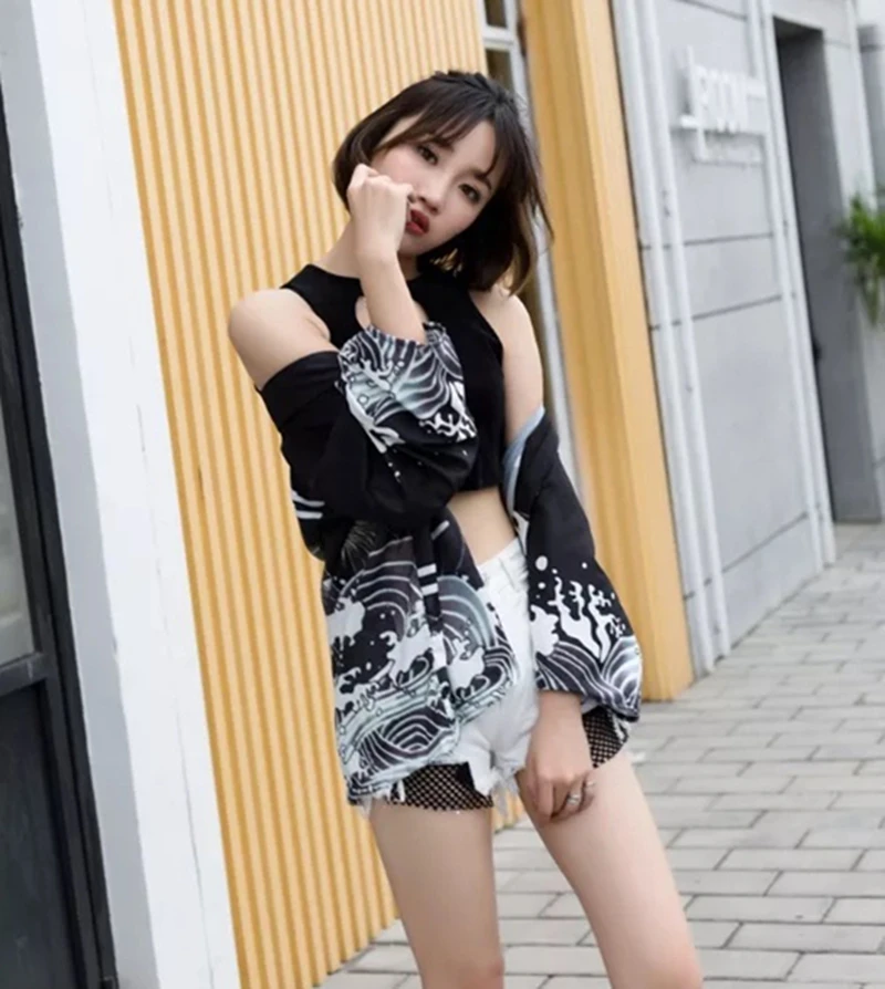 Халат японского укиё-э дракона кимоно самурая уличная одежда для мужчин и женщин