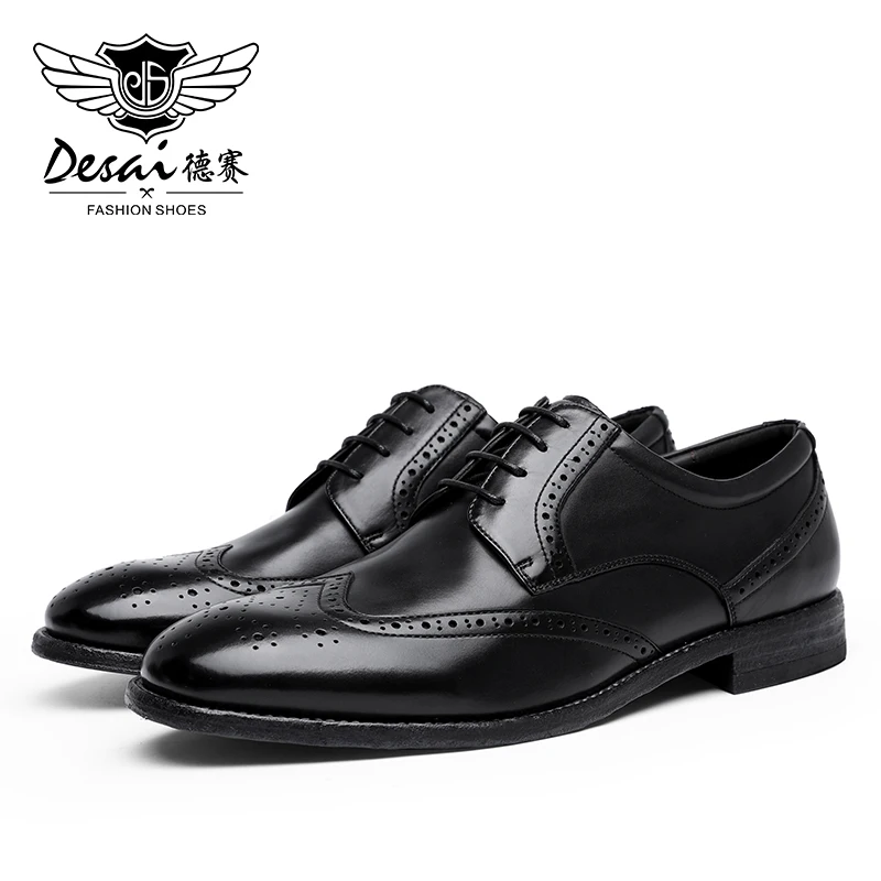 Мужские деловые туфли Desai из натуральной воловьей кожи брендовая обувь для