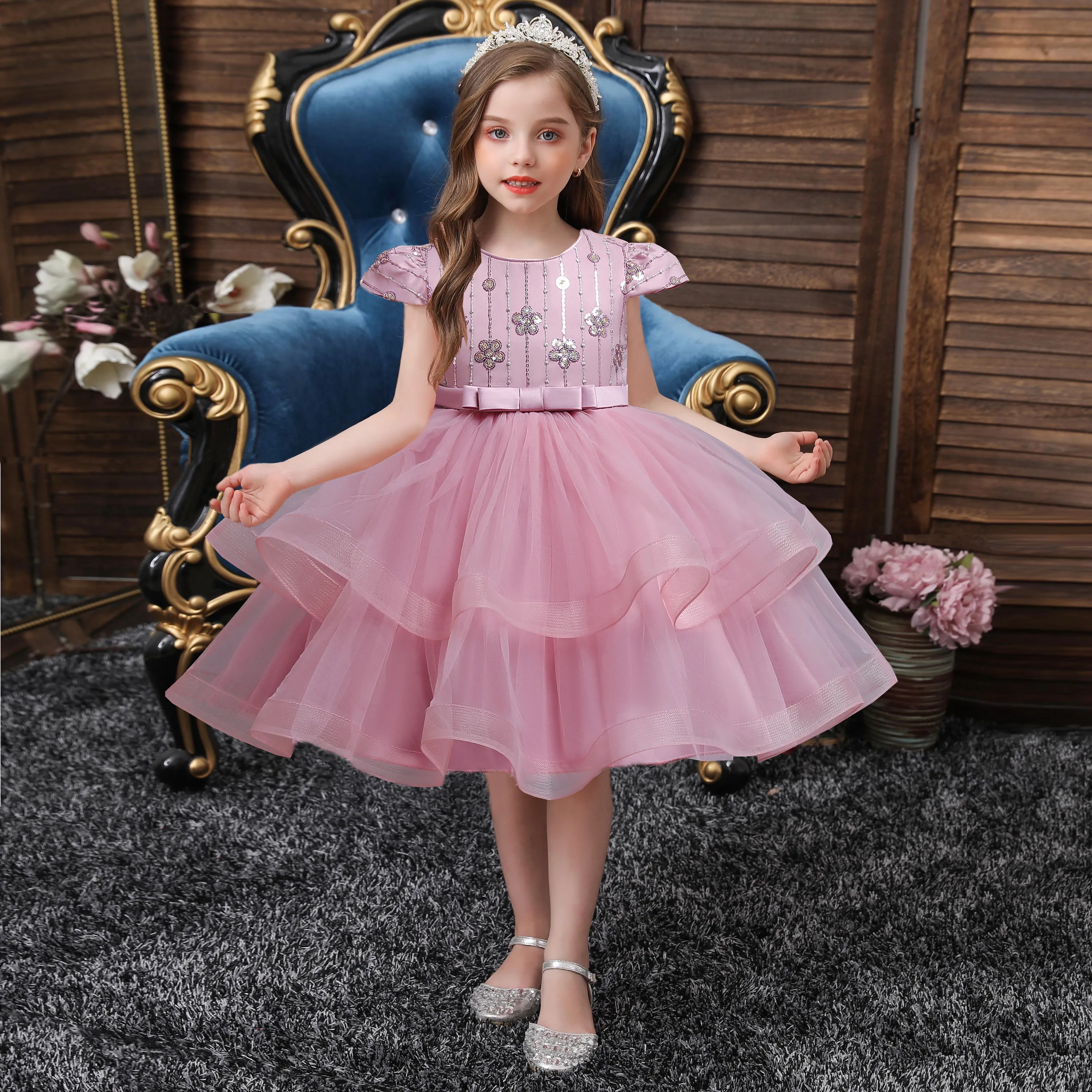 

Fashion Princess Party Dresses Flower Girl Dress Patterns for Wedding Kid Formal Evening Gown for Teenagers