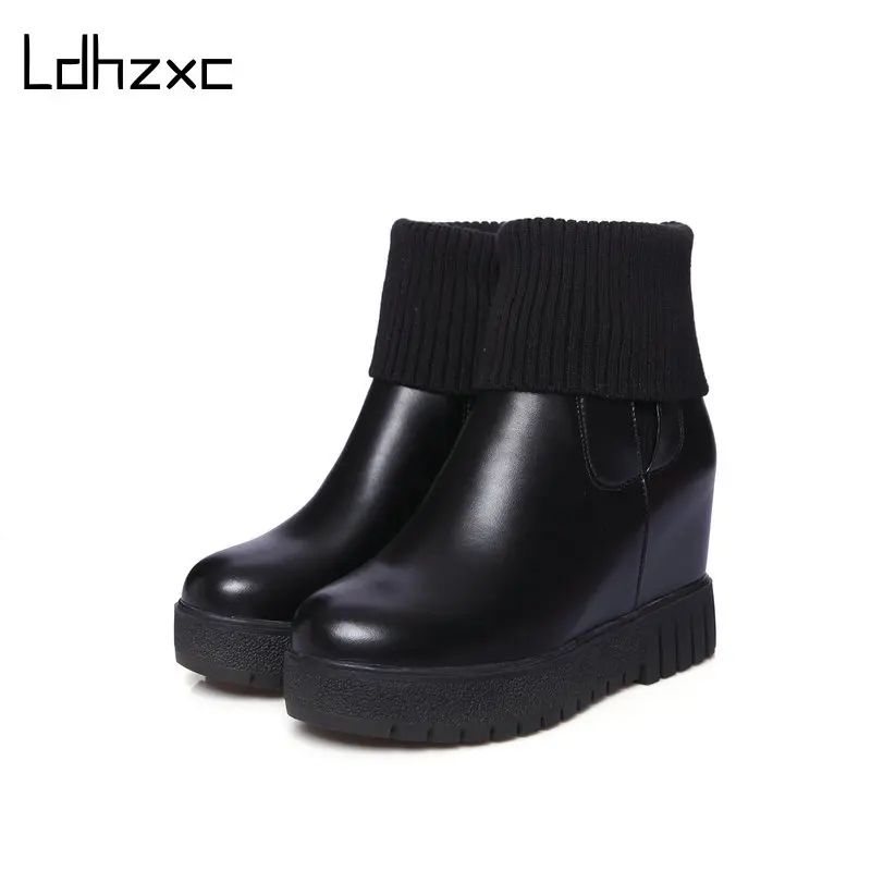 

Зимние женские ботинки LDHZXC, женские панковские ботинки на платформе, женские ботинки на танкетке и высоком каблуке, женские ботинки из иску...