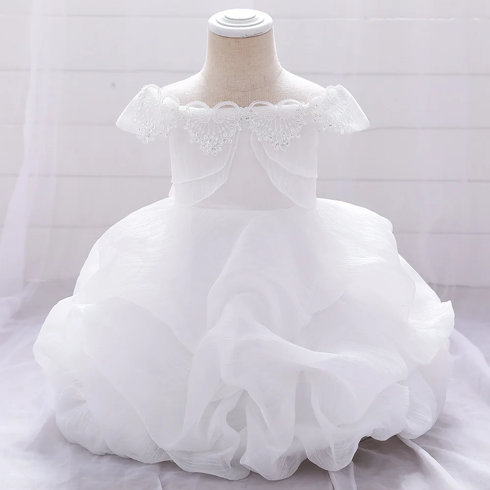 

New White Lace Princess Dress for Girl First Birthday Party Dress Kids Clothes Christening Gown Baby Girl Christmas Dress