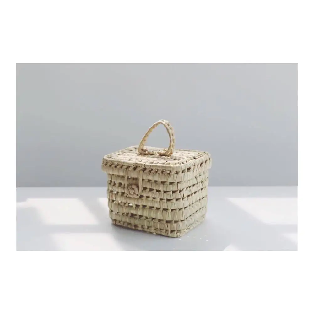 as picture Handmade Rattan Basket Cute Kids Storage Picnic Handbag Baby Room Nursery Decor Wicker Organizer Bag Neatening Home Decorations - Цвет: as picture