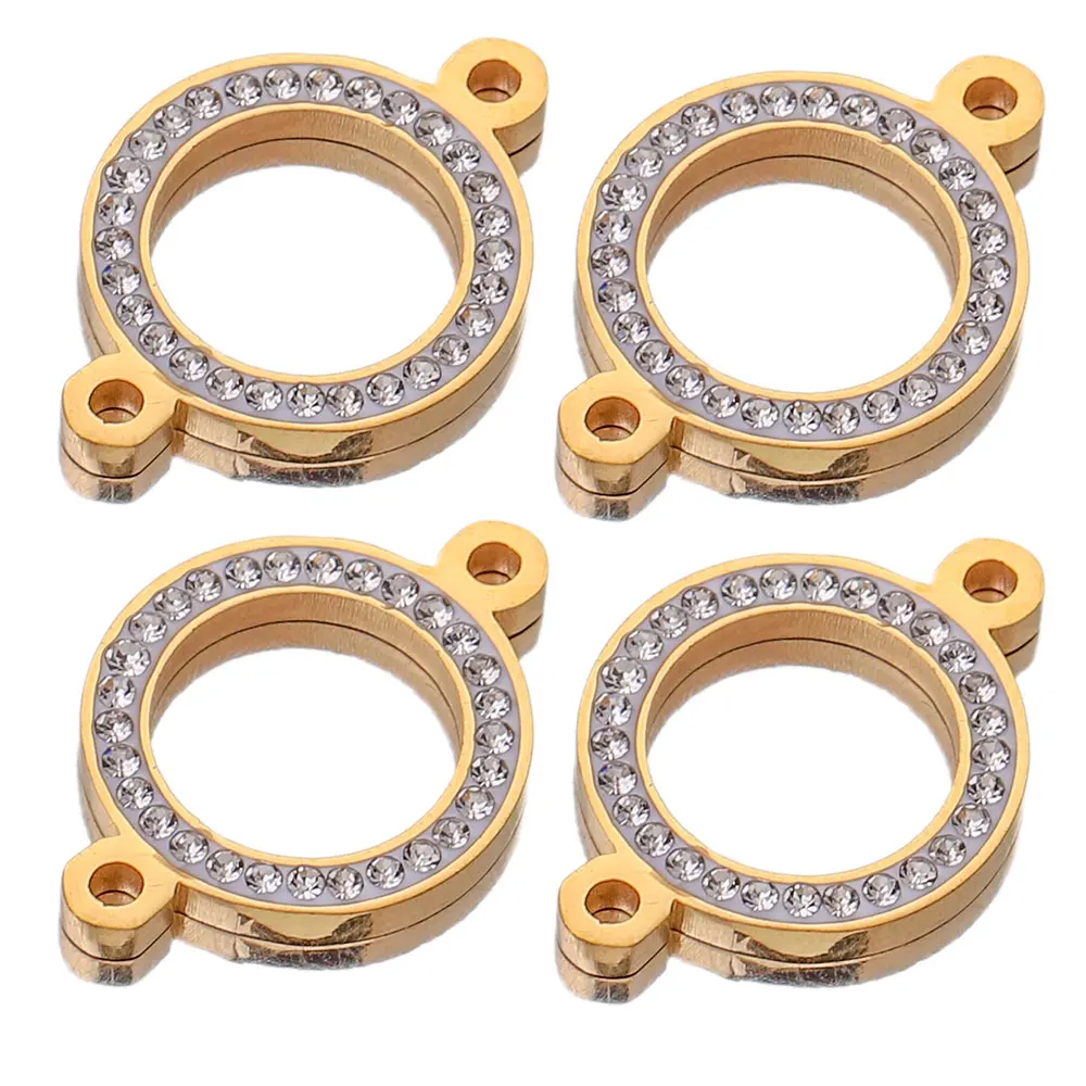 

5pcs Lot Gold Stainless Steel Charms Pendant for Diy Earring Bracelet Jewelry Making Supplies rhinestone Connectors Wholesale