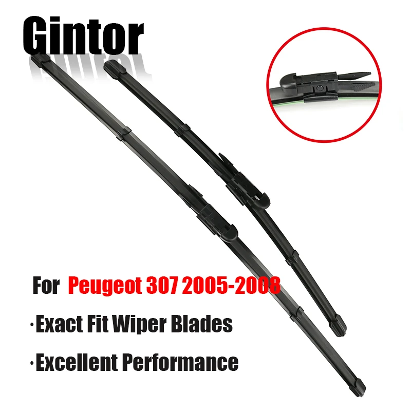 

Автомобильный комплект щёток стеклоочистителя Gintor для Peugeot 307, 2005, 2006, 2007, 28 + 26 дюймов