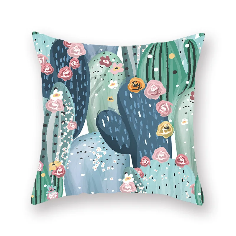 Свежая Подушка с изображением кактуса крышка облачным узором персиковая кожа