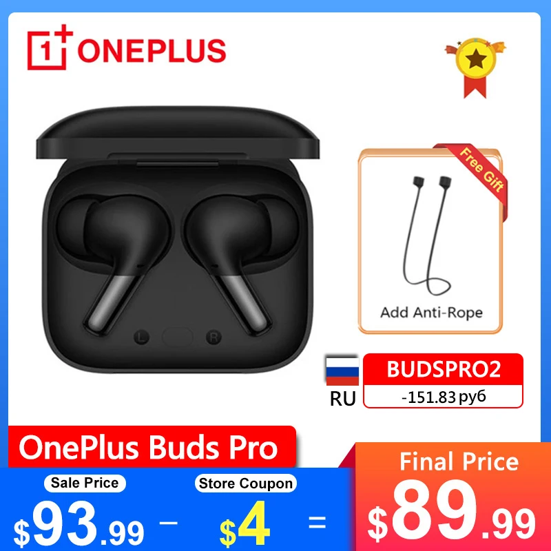  Оригинальные беспроводные наушники OnePlus Buds Pro, шумоподавляющие TWS Bluetooth беспроводные наушники для смартфона OnePlus 9 Pro 9R Nord 2 8T 