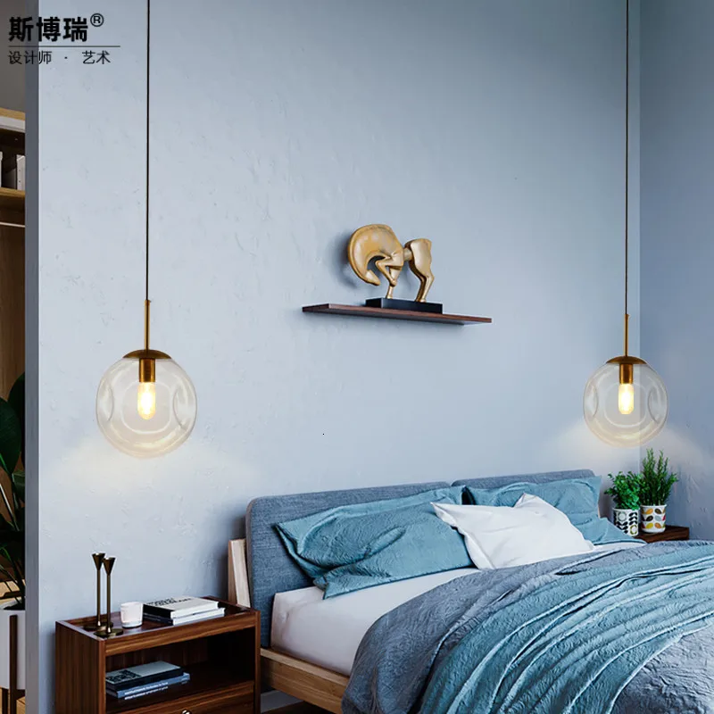 Светильник роскошная стеклянная сфера прикроватная тумбочка для спальни