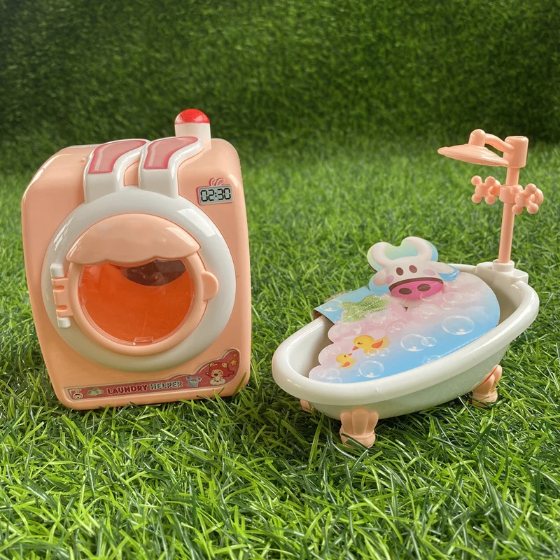 

Mini Drum Washing Machine Toys Baby Pretend Play Home Rotate Washing Machine Toys Kid Simulation Household Furniture Accessories