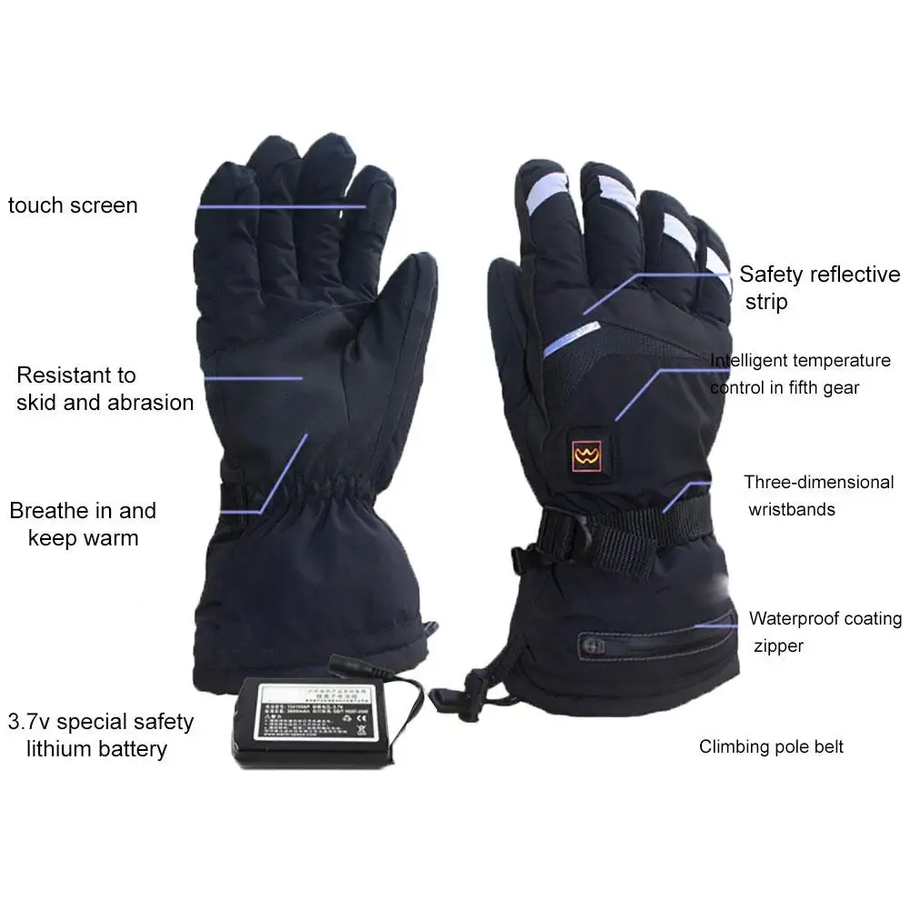 

Motorcycle Gloves Waterproof Heated Touch Screen Battery Powered Motorbike Racing Riding Gloves Winter Full Finger Gloves